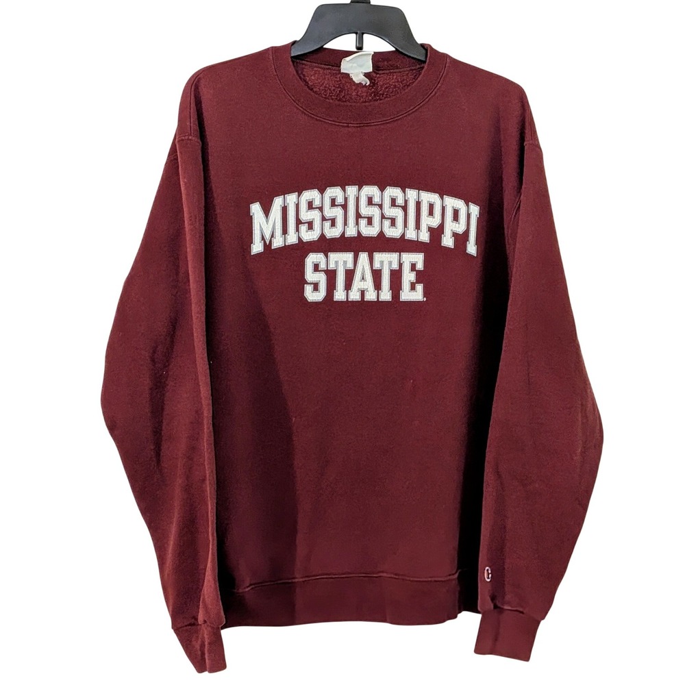 Champion‎ Mississippi State Bulldogs Maroon Crewneck Sweatshirt Size L Y2K
